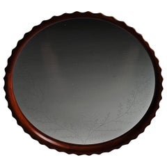 Scandinavian modern wall mirror with floral etching, anonymous, Sweden, 1940s