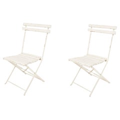 Pair of Outdoor White Painted Folding Side Chairs