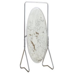 Antiqued Silver Mercury Glass Freestanding Floor Mirror, France 1930s