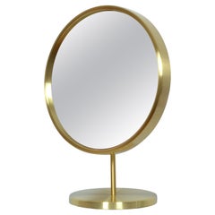 Vanity / Table Mirror in Brass Produced by Glasmäster in Markaryd, Sweden 1970s