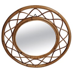 Swedish modern bamboo wall mirror by unknown designer, 1950s