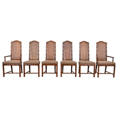 Henredon Mid-Century Hollywood Regency Walnut and Cane Bamboo Form Dining Chairs