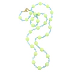 Chrysoprase and Aquamarine 18K Yellow Gold Necklace