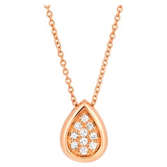 Garavelli Drop Pendant in 18 Karat Rose Gold with White Diamonds