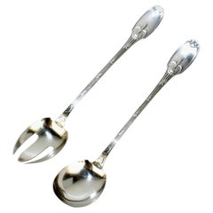 Pair Christofle France Delafosse Silverplate Fork & Spoon Salad Servers