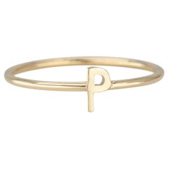 14K Gold Initial P Briefring, personalisierter Anfangs-Briefring