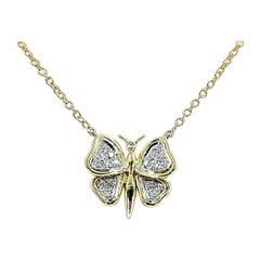 Yellow Gold Diamond Butterfly Necklace