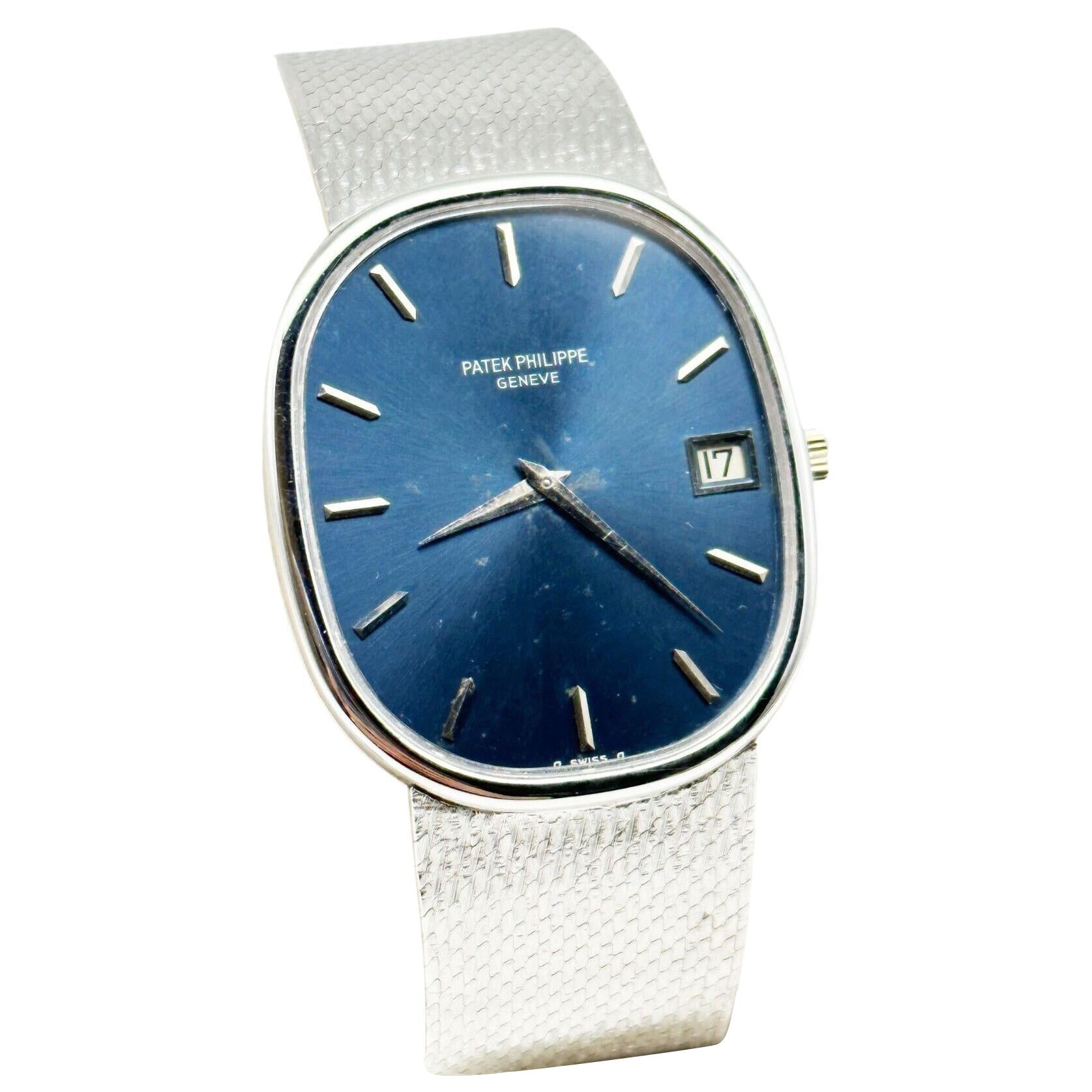 Patek Ref 3605 Philippe Ellipse Jumbo Blue Dial 18k White Gold