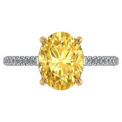 GIA 3.09 Carat Oval Fancy Deep Yellow Diamond 