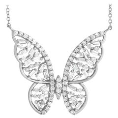 14K White Gold 0.60ct Diamond Butterfly Necklace