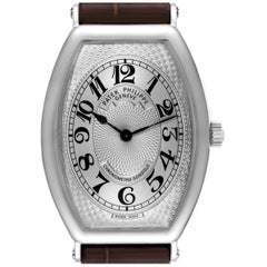 Patek Philippe Gondolo Silver Dial Platinum Brown Strap Mens Watch 5098