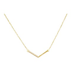 14K Solid Gold Diamond Chevron Necklace