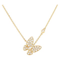 18K Yellow Gold 0.71ct Diamond Butterfly Necklace