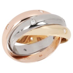 Cartier Diamond Set 18ct White, Yellow And Rose Gold Medium Trinity Ring