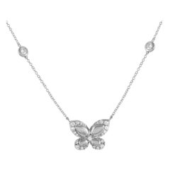 14K White Gold 0.30ct Diamond Butterfly Necklace