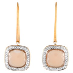 Casato 18K Yellow Gold Diamond and Chalcedony Drop Earrings 