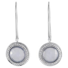 Casato 18K White Gold 0.65ct Diamond and Chalcedony Drop Earrings 