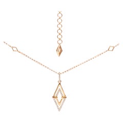 14K Yellow Gold 1/4 Cttw Diamond Double Triangle Geometric Pendant Necklace