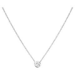 10K White Gold 1/3 Carat Brilliant-Cut Diamond Modern Solitaire Pendant Necklace