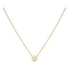 10K Yellow Gold 1/3 Cttw Brilliant-Cut Diamond Modern Solitaire Pendant Necklace