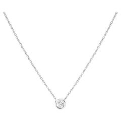 10K White Gold 1/2 Carat Brilliant-Cut Diamond Modern Solitaire Pendant Necklace