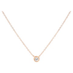 10K Rose Gold 1/2 Cttw Brilliant-Cut Diamond Modern Solitaire Pendant Necklace