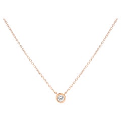 10K Rose Gold 1/5 Carat Brilliant-Cut Diamond Modern Solitaire Pendant Necklace