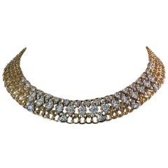 Garavelli 18 Karat Yellow and White Gold Open Weave Diamond Necklace