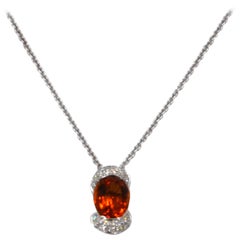 18 Karat White Gold White Diamonds Natural Citrine Garavelli Necklace