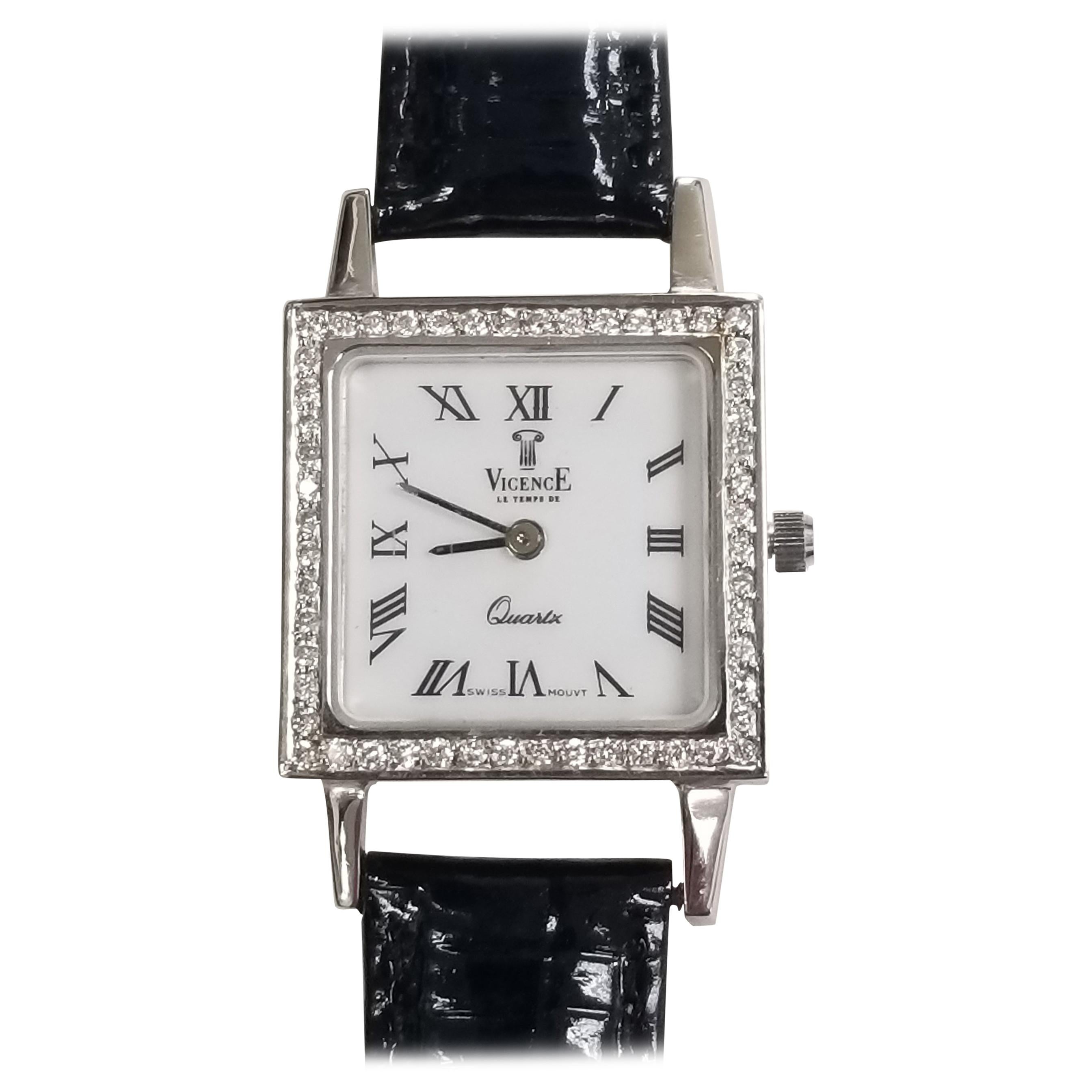 14 Karat White Gold "Vicence" Le Temps De Ladies Diamond Watch