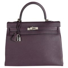 Hermès Raisin Togo Kelly Retourne 35 PHW