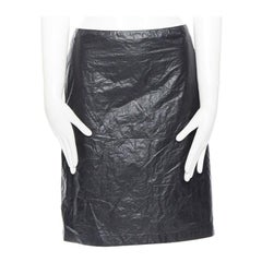 ANN DEMEULEMEESTER black polyethylene plastic bin bag mini skirt FR38 M