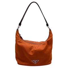 Prada Orange Nylon Canvas and Leather Shoulder Bag