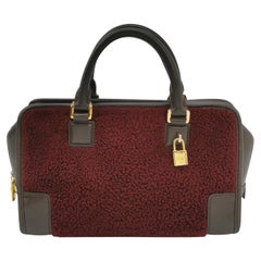 Loewe Amazona 23 in Burgundy Lambskin Leather and Shearling with Strap