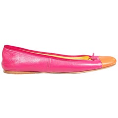 Prada Pink Leather Cap Toe Ballet Flats Size IT 39.5