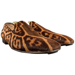 YVES SAINT LAURENT Size 8 Brown Tan Animal Print Leather Slip On Loafers