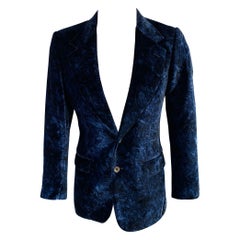 YVES SAINT LAURENT Size 38 Blue Navy Marbled Rayon Sport Coat