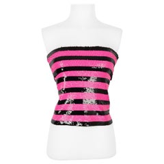 Yves Saint Laurent Black and Pink Sequinned Bustier Top, 2013