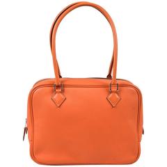 Hermes NIB $5700 Orange Swift Leather "Plume 21" Double Handle Bag