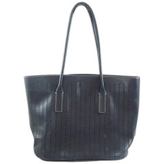 Prada Navy Perforated Leather Mini Tote