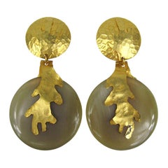  Dominique Aurientis Gold Gilt Earrings New, Never Worn 1980s