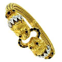 Ilias Lalaounis Greece Sapphire Diamond 18 karat Yellow Gold Chimera Bracelet