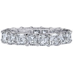 Asher Cut Platinum GIA Certified 4 Carat Diamond Ring Eternity Band 