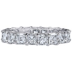 Asher Cut Platinum GIA Certified 4 Carat Diamond Ring Eternity Band 