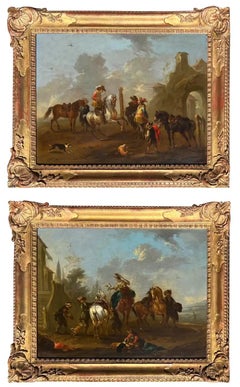 An Elegant Hawking Party, A Pair of Paintings