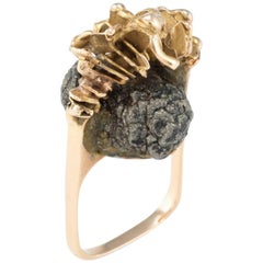 Aurelio Teno 18 Karat Gold Abstract Square Cocktail Ring