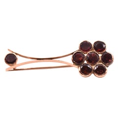 C1860 9k Halley's Flat Cut Garnet Comet Brooch