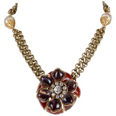 Chanel Gripoix Camellia Pendant Necklace