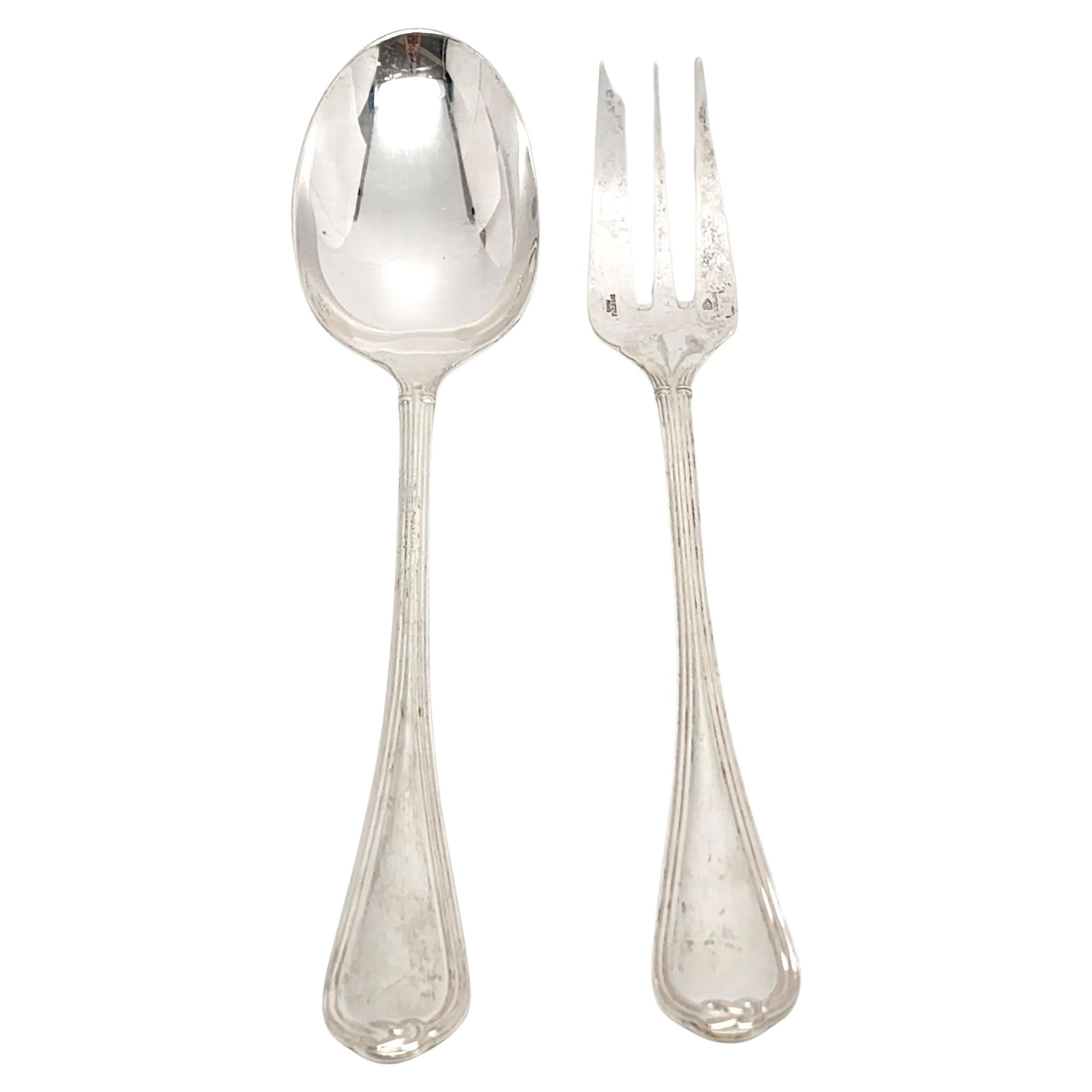 Christofle Sterling Silver Oceana Salad Serving Set Fork and Spoon 'B'