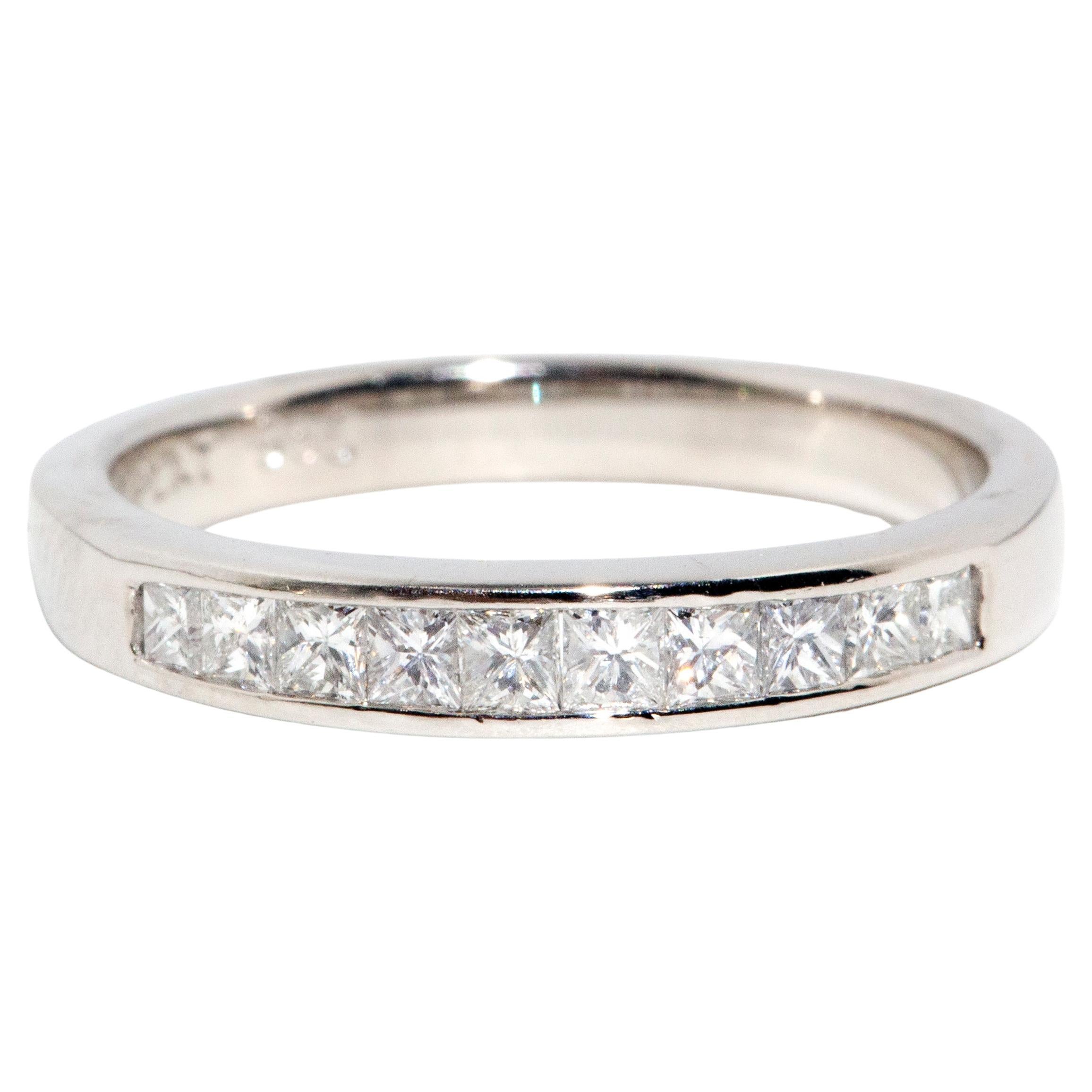 Contemporary Platinum Channel Set Princess Cut Diamond Eternity Band